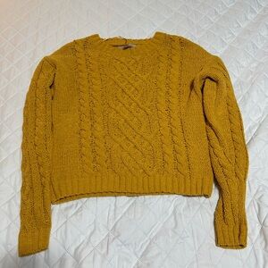 Cozy Mustard Cable Knit Sweater